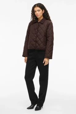 Mujer Vila Chaquetas|Plumíferos Y Acolchados>Abrigo acolchado guateado con cuello de pana