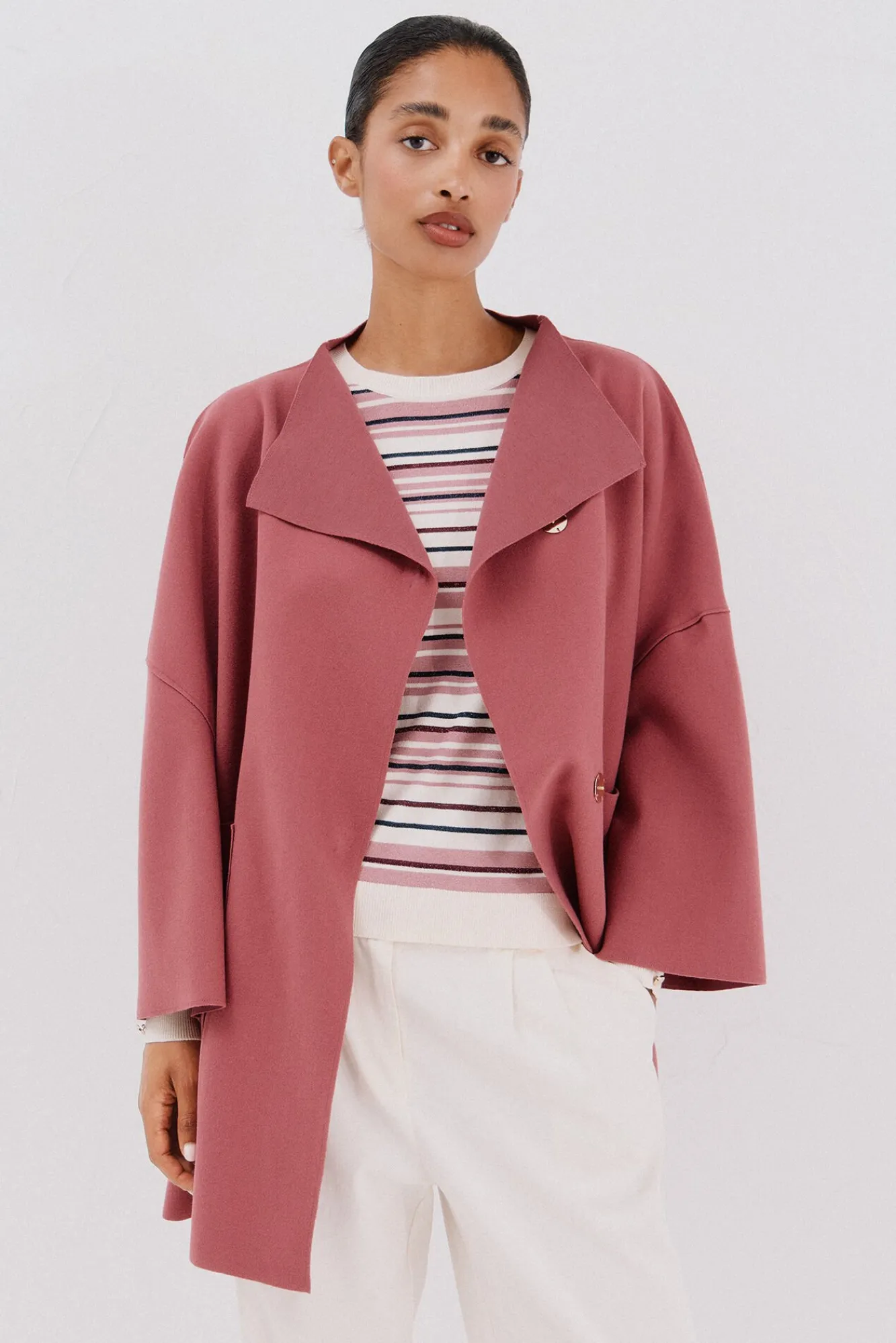 Mujer Cortefiel Abrigos>Abrigo capa con tejido ligero