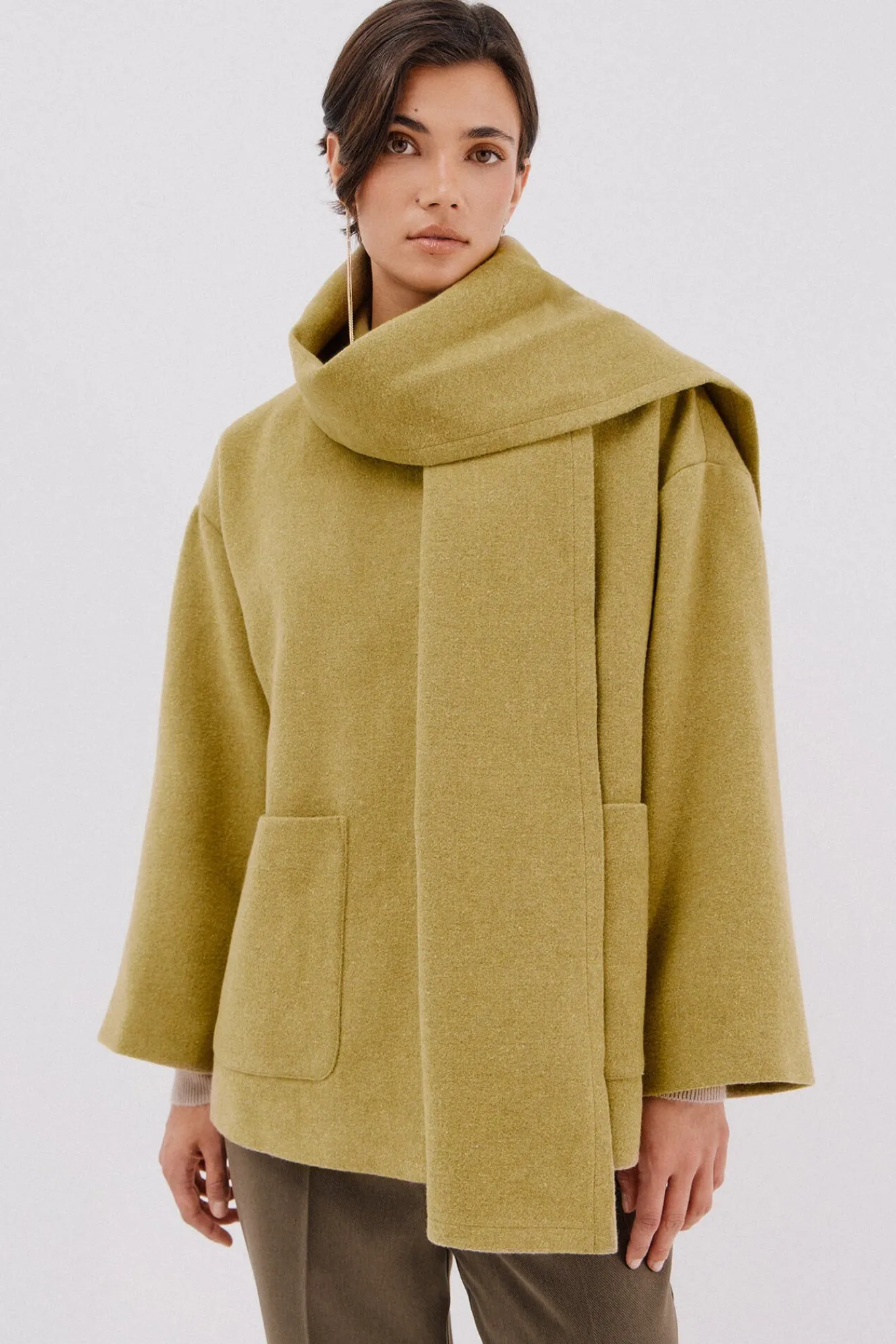 Mujer Cortefiel Abrigos>Abrigo con bufanda desmontable