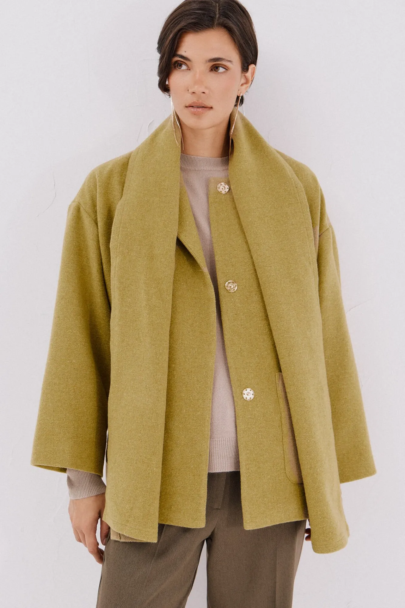 Mujer Cortefiel Abrigos>Abrigo con bufanda desmontable