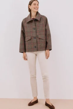 Mujer Cortefiel Abrigos>Abrigo corto tejido cuadros