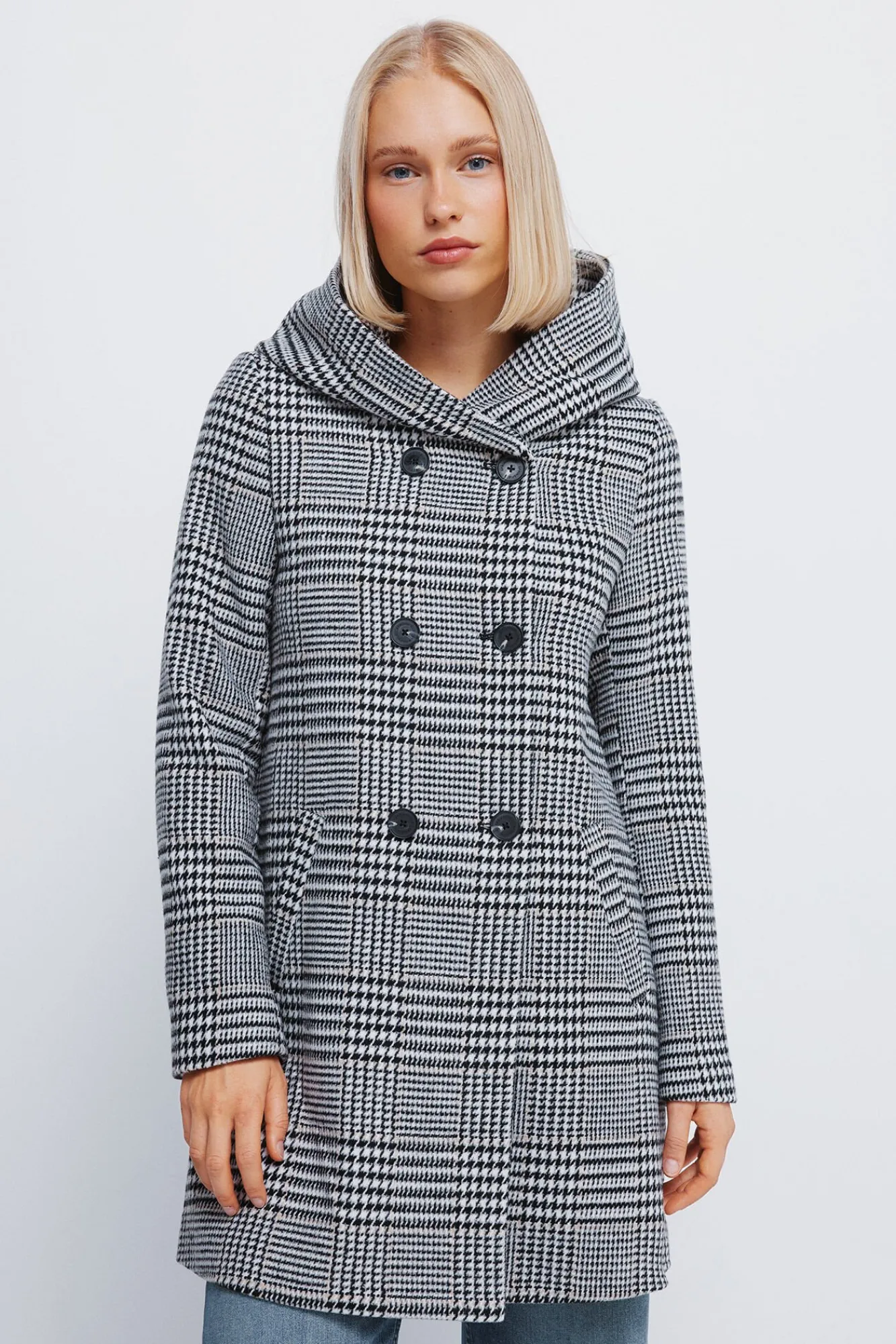 Mujer Springfield Abrigos>Abrigo cuadros botones capucha