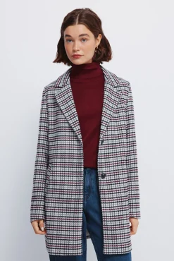 Mujer Springfield Abrigos>Abrigo cuadros cuello solapa