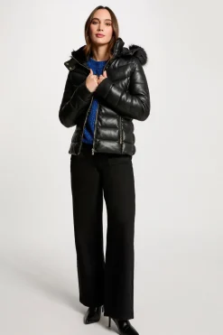 Mujer Morgan Chaquetas|Plumíferos Y Acolchados>Abrigo cuero sintético capucha
