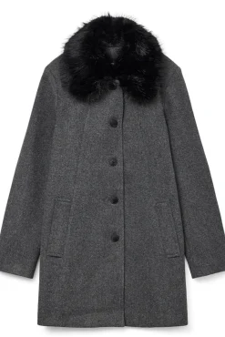 Mujer Vero Moda Curve Chaquetas|Abrigos>Abrigo de paño cuello de pelo talla grande