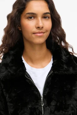 Mujer Vila Chaquetas|Abrigos>Abrigo efecto pelo con cremallera