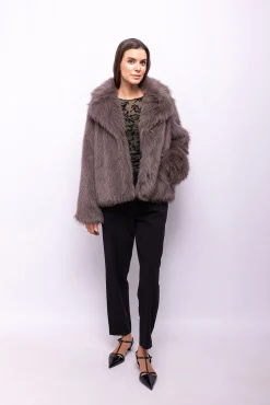 Mujer Object Abrigos>Abrigo efecto pelo con solapas