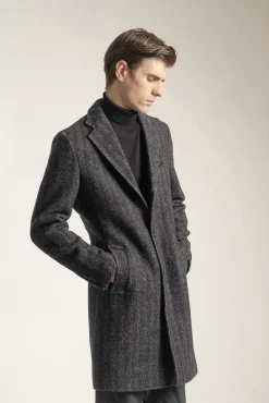 Hombre PuroEGO Abrigos>Abrigo espiga gris