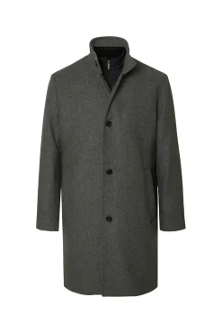 Hombre Selected Abrigos>Abrigo lana cuello chimenea