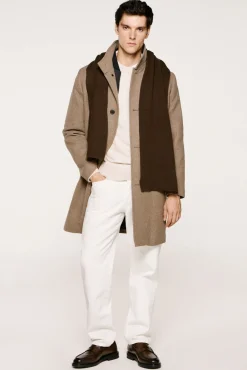 Hombre Selected Abrigos>Abrigo lana cuello chimenea