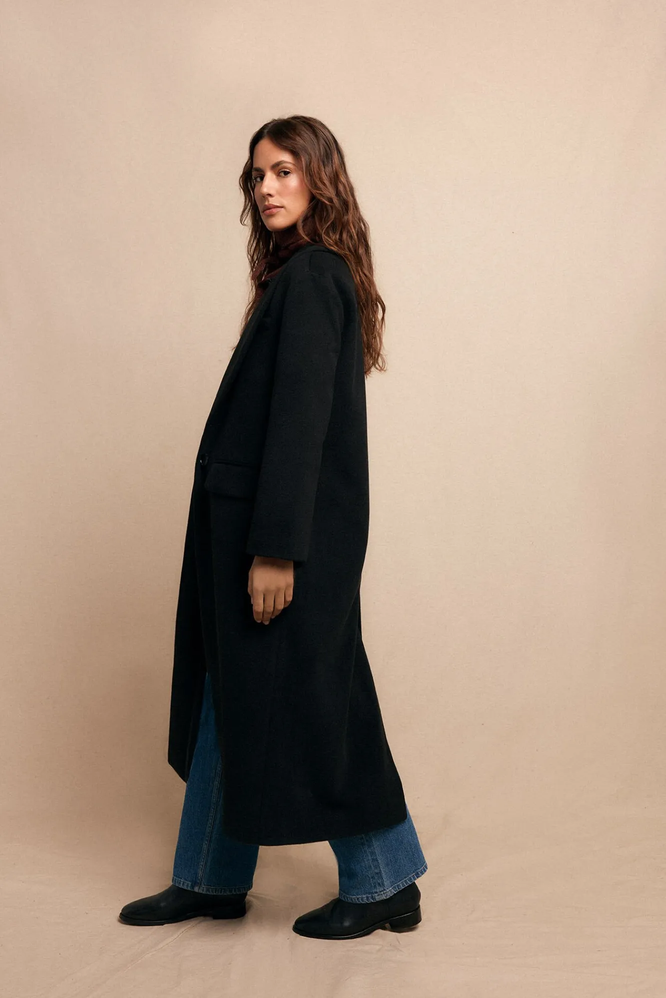 Mujer Slowlove Abrigos>Abrigo largo con cuello esmoquín