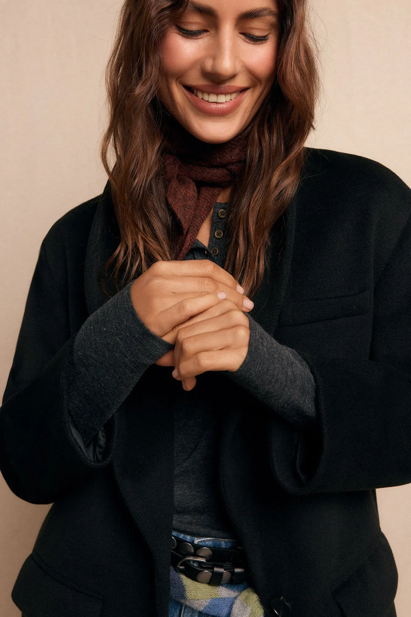 Mujer Slowlove Abrigos>Abrigo largo con cuello esmoquín