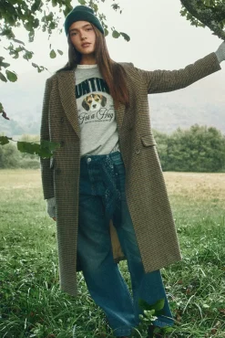 Mujer Springfield Abrigos>Abrigo largo cuadros doble abotonadura