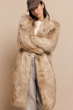 Mujer Slowlove Abrigos>Abrigo largo efecto pelo