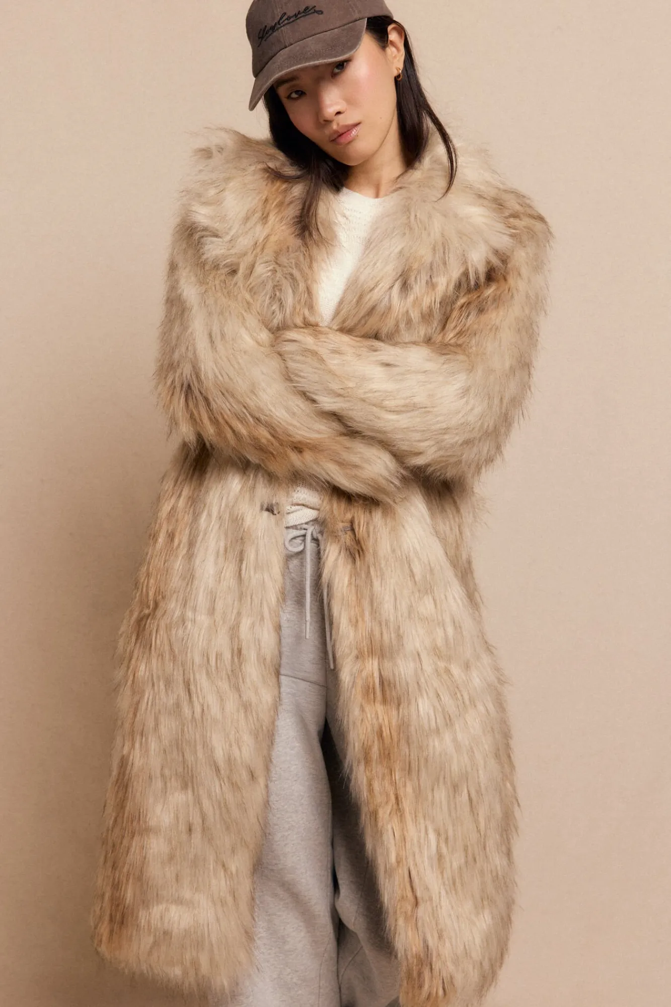 Mujer Slowlove Abrigos>Abrigo largo efecto pelo