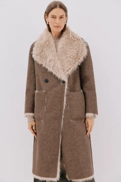 Mujer Cortefiel Abrigos>Abrigo largo efecto pelo reversible