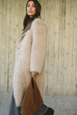 Mujer Cortefiel Abrigos>Abrigo largo efecto pelo reversible