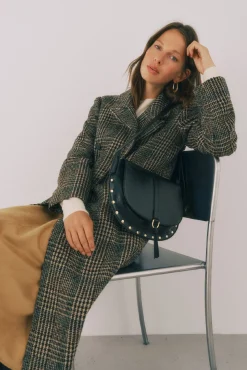 Mujer Cortefiel Abrigos>Abrigo largo tejido cuadros