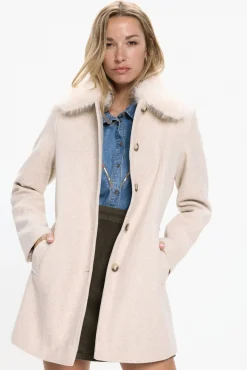 Mujer Vero Moda Chaquetas|Abrigos>Abrigo midi de paño cuello de pelo