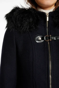 Mujer Morgan Chaquetas|Abrigos>Abrigo recto con cremallera y capucha