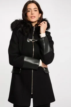 Mujer Morgan Chaquetas|Abrigos>Abrigo recto con cremallera y capucha