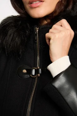 Mujer Morgan Chaquetas|Abrigos>Abrigo recto con cremallera y capucha