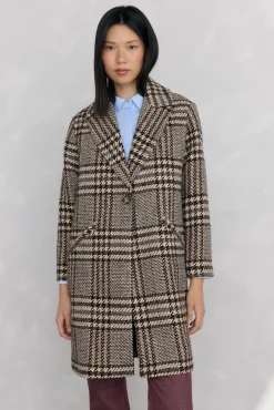 Mujer Pedro del Hierro Abrigos>Abrigo recto tejido cuadros