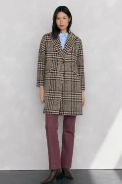 Mujer Pedro del Hierro Abrigos>Abrigo recto tejido cuadros