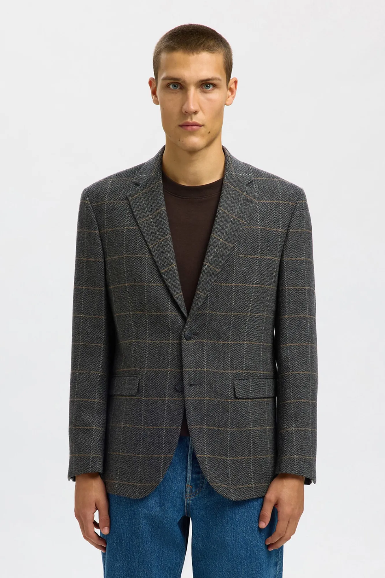 Hombre Selected Trajes|Americanas>Americana de lana cuadros