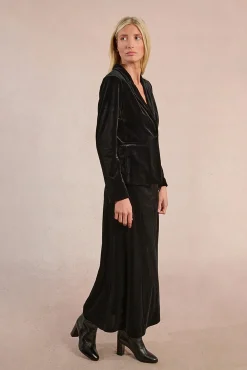 Mujer Molly Bracken Blazers>Americana de terciopelo con cuello y solapa