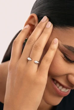 Mujer Singularu Joyería Y Bisutería>Anillo Doble Gota Acero