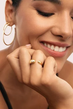 Mujer Singularu Joyería Y Bisutería>Anillo Doble Gota Spark Baño Oro