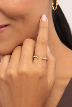 Mujer Singularu Joyería Y Bisutería>Anillo Peak Scarlett Spark Plata Baño Oro