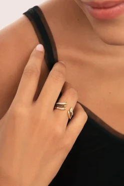 Mujer Singularu Joyería Y Bisutería>Anillo Peak Scarlett Spark Plata Baño Oro