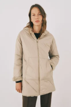 Mujer Cortefiel Plumíferos Y Acolchados|Abrigos>Anorak acolchado reversible efecto pelo
