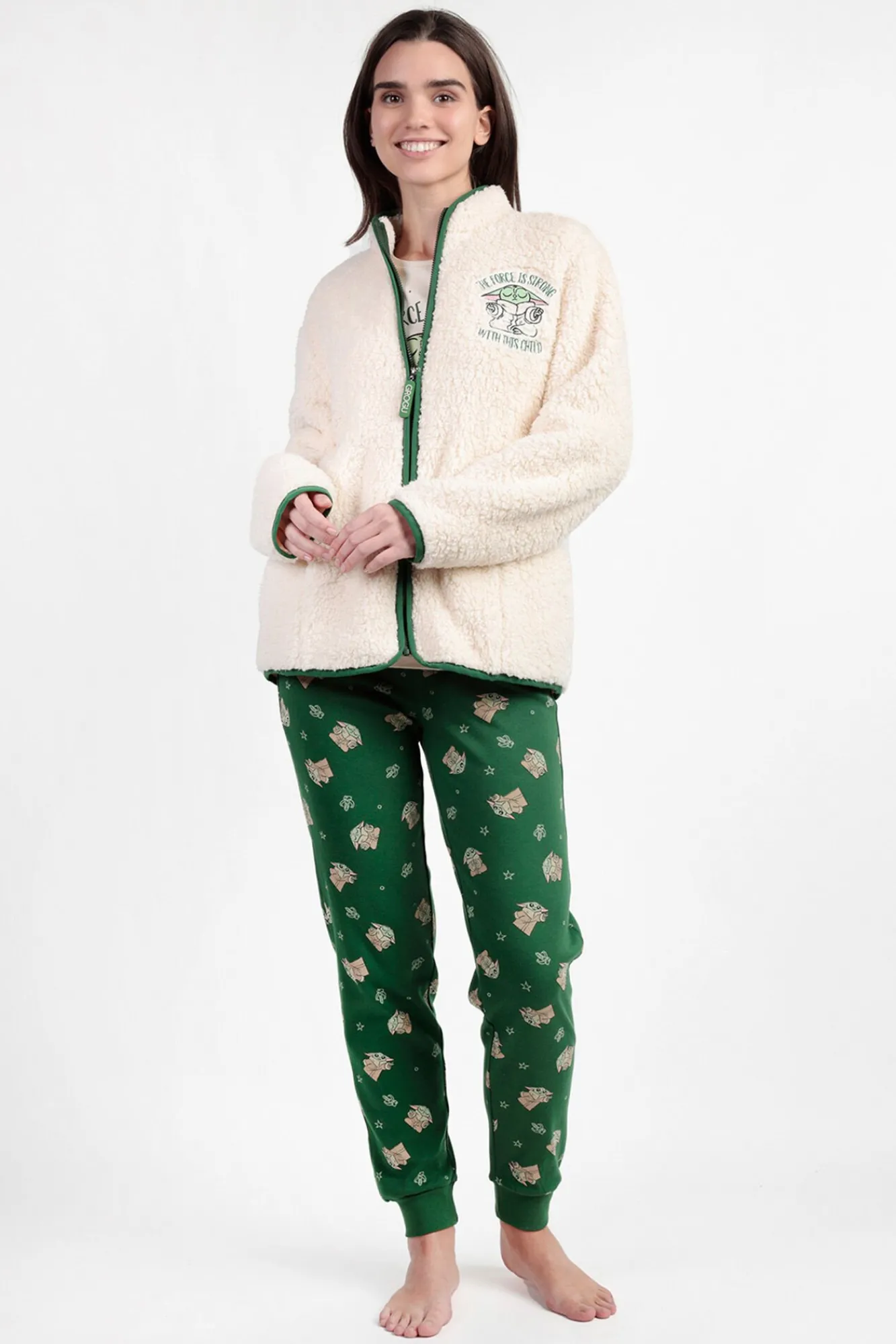 Mujer Admas Batas>Bata corta borrego baby Yoda Mandalorian mujer