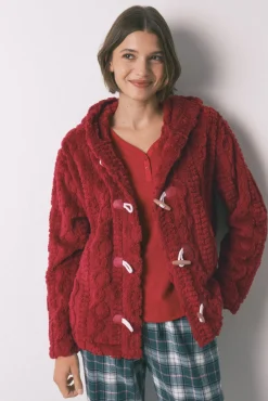 Mujer Women'secret Batas>Bata corta capucha polar suave