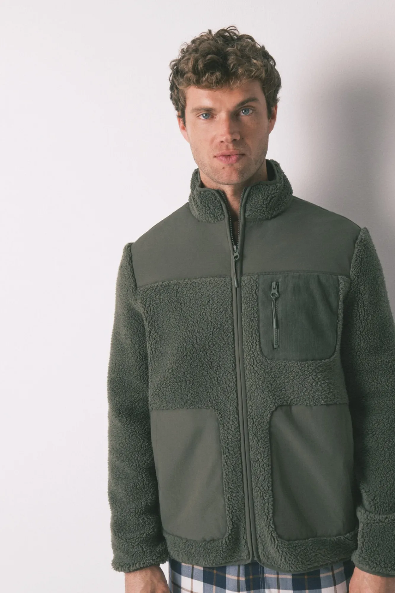 Hombre Women'secret Pijamas>Bata corta hombre borreguito verde