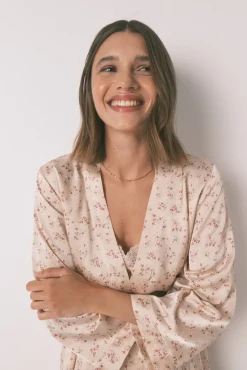 Mujer Women'secret Batas>Bata holgada midi satén flor