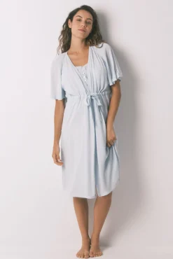 Mujer Women'secret Premamá|Batas>Bata larga "maternity" manga corta viscosa verde