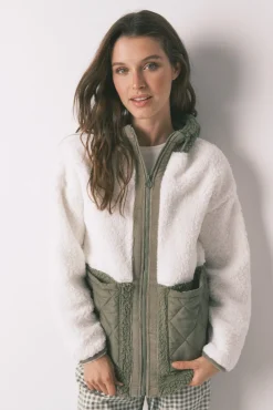 Mujer Women'secret Batas>Bata midi borreguito block verde