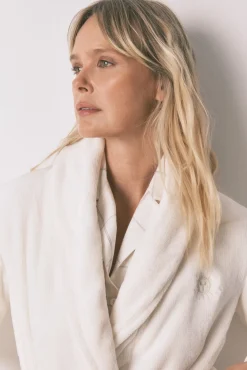 Mujer Women'secret Batas>Bata midi polar aterciopelado blanco