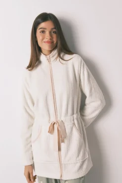 Mujer Women'secret Batas>Bata midi tejido polar blanco