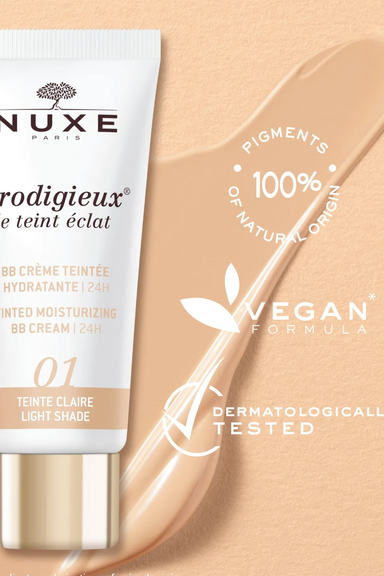 Nuxe Cosmética Facial|Maquillaje>BB Cream Hidratante con Color 24H, Prodigieux® le teint éclat 30ml - Tono claro