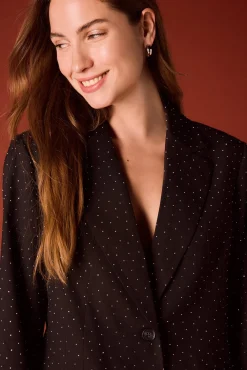 Mujer Slowlove Blazers>Blazer entallada de strass.