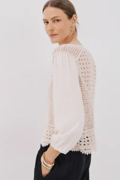 Mujer Cortefiel Blusas>Blusa combinada crochet