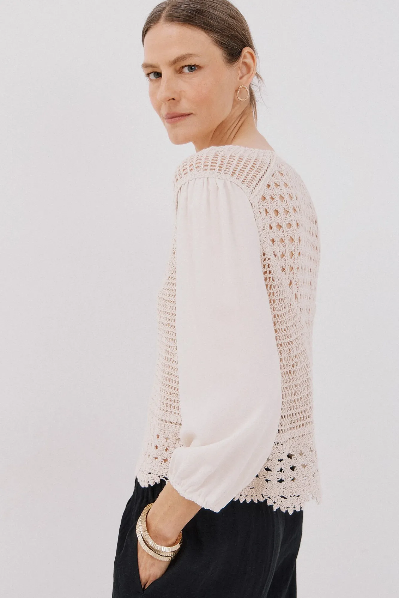 Mujer Cortefiel Blusas>Blusa combinada crochet