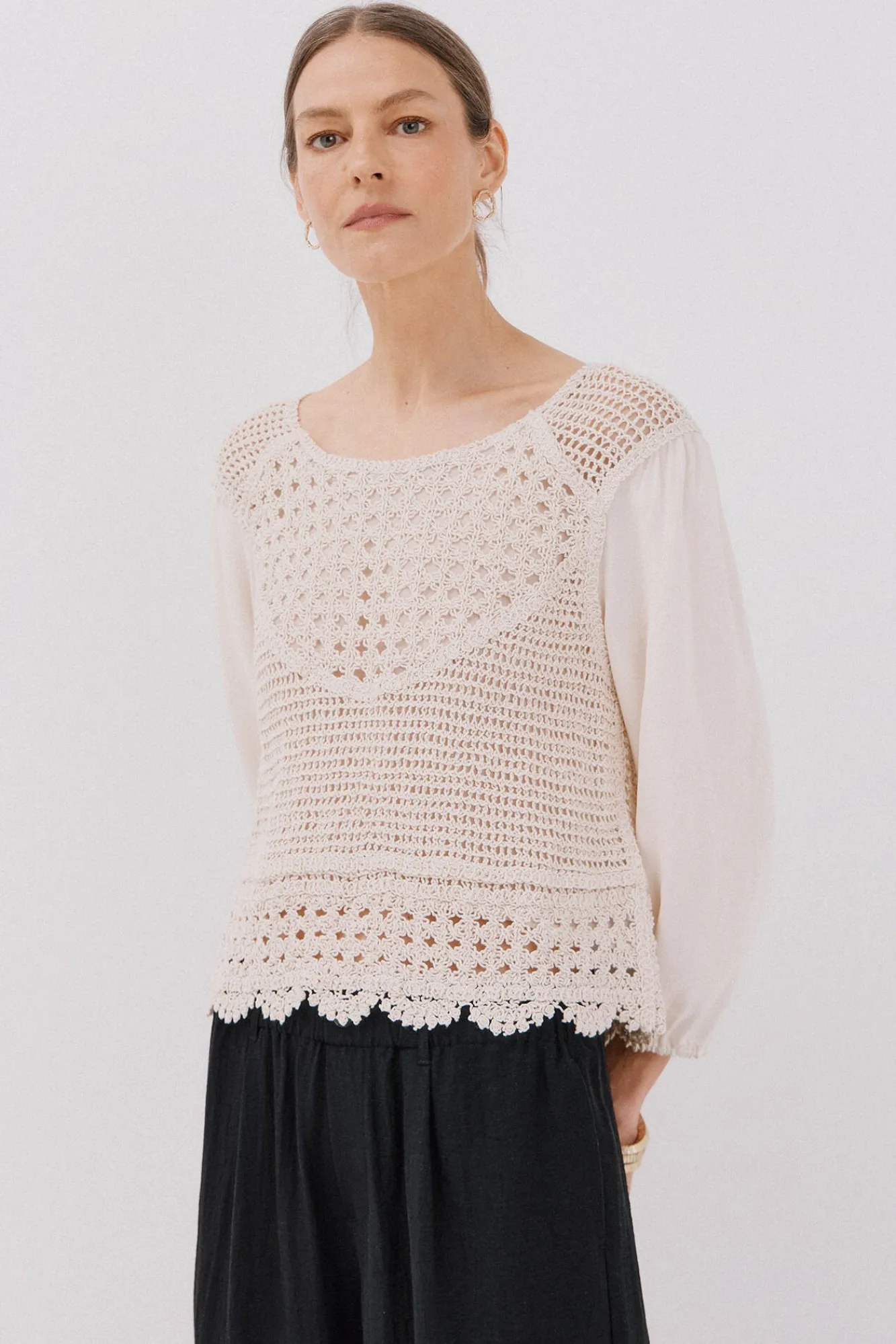 Mujer Cortefiel Blusas>Blusa combinada crochet