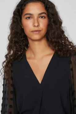 Mujer Vila Blusas>Blusa con plumeti en mangas