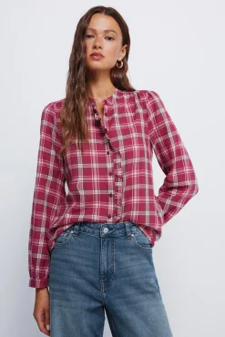 Mujer Springfield Blusas>Blusa cuadros volante tapeta